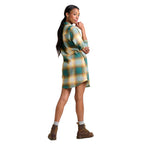 Toad & Co Women's Re-Form Flannel Shirtdress in Atlantic Ombre back view