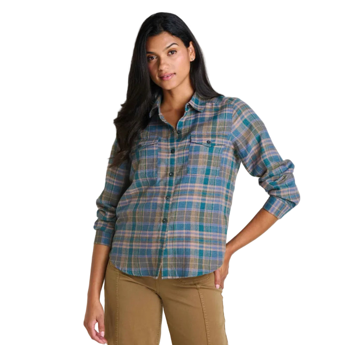 Toad & Co Women's Re-Form LS Shirt in Twilight Pattern front view