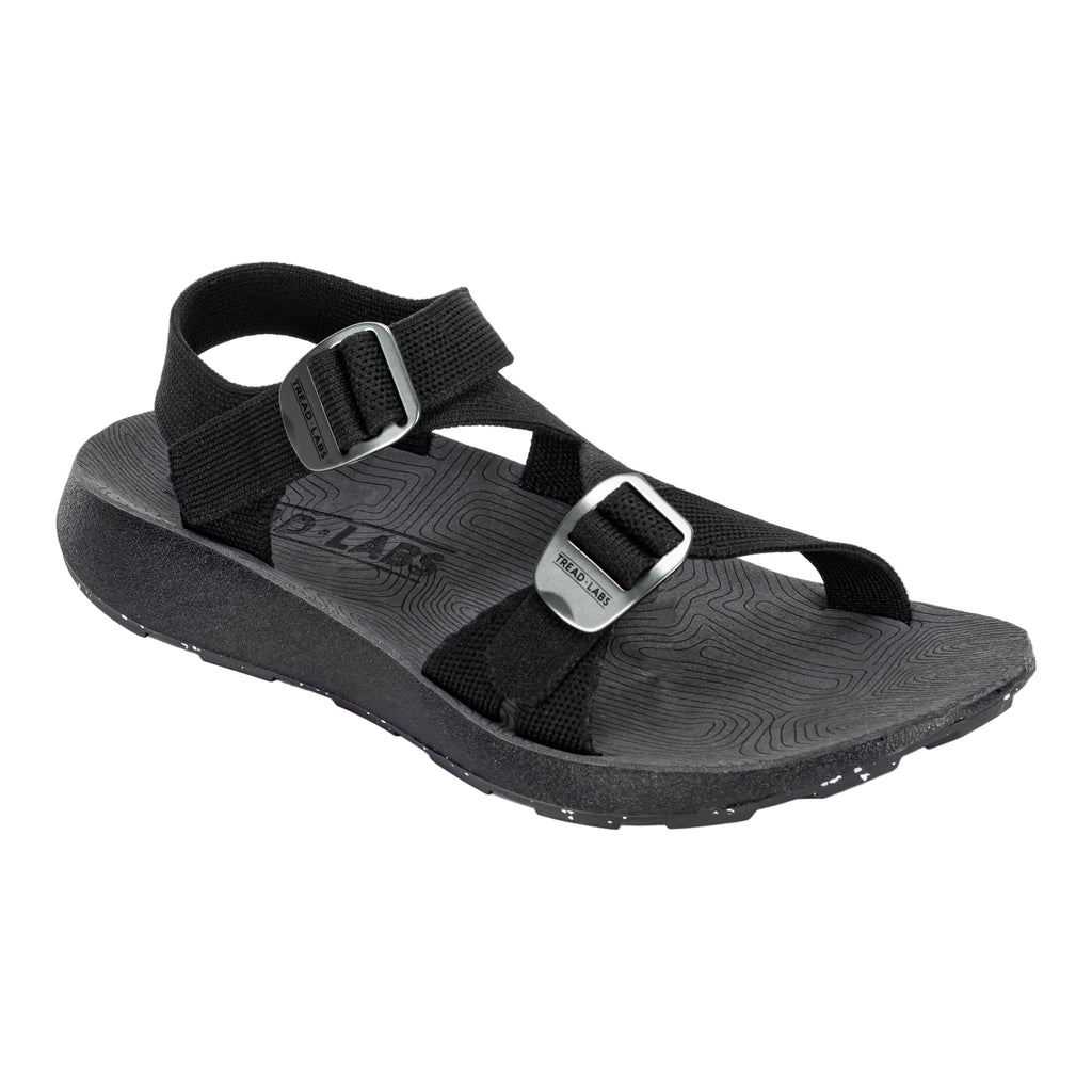 Tread Labs Men’s Redway Sandal in Black front tilt view