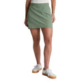 Women's KÜHL Freeflex Skort in Slate Green front view featuring lightweight stretch performance fabric and active outdoor styling
