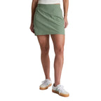 Women's KÜHL Freeflex Skort in Slate Green front view featuring lightweight stretch performance fabric and active outdoor styling