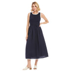 Sleeveless Edge Stitch Contrast Midi Dress