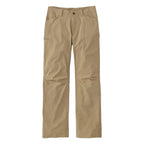 Close-up of the Women's No Fly Zone Mid-Rise Pants in Briar showing durable 95% nylon and 5% spandex fabric