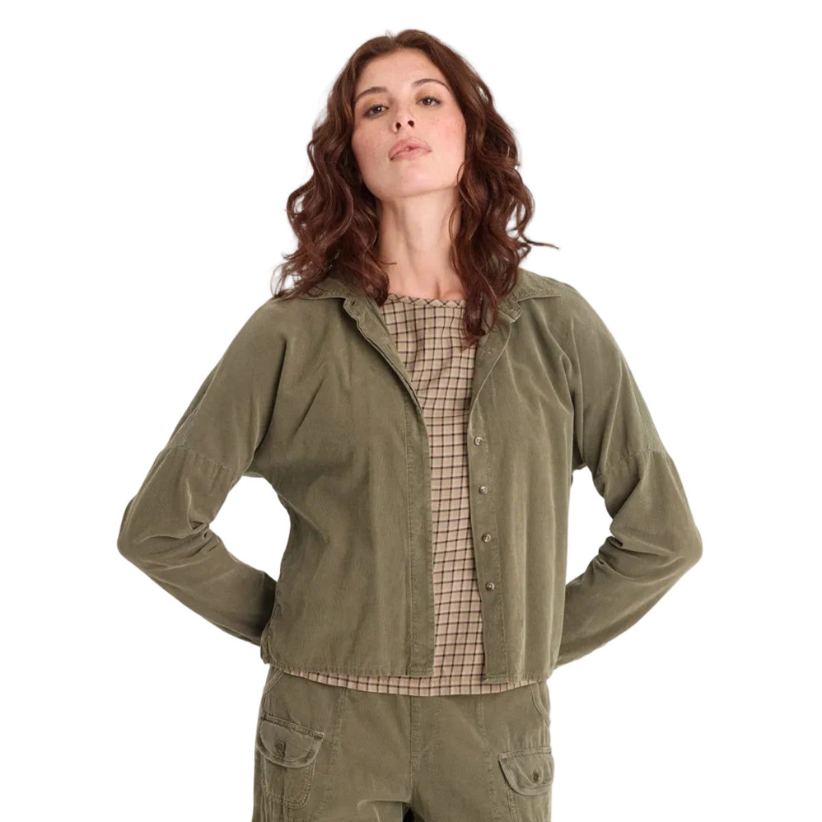 XCVI Kyle Button-Up in Kombu Pigment front view