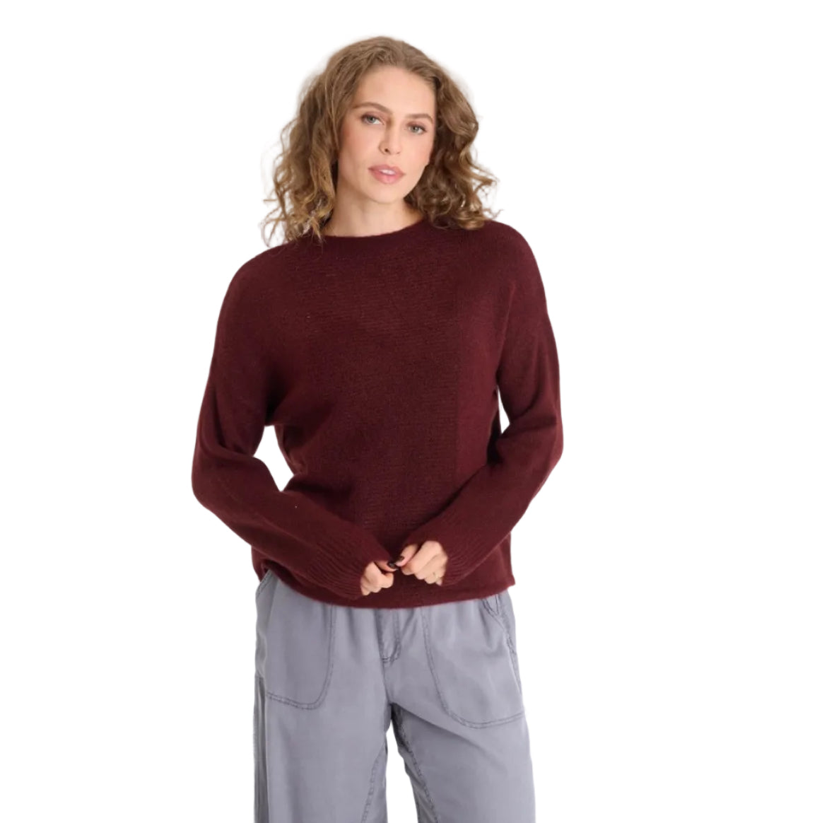 XCVI Madu Sweater Knit in Berry Jam front view