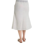 XCVI Parvati Cotton Linen Midi Skirt in Soft Pebble Pigment back view