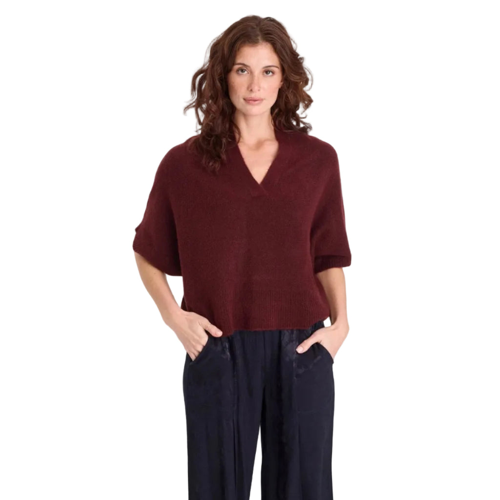 XCVI Women's Atemu Pullover in Berry Jam front view