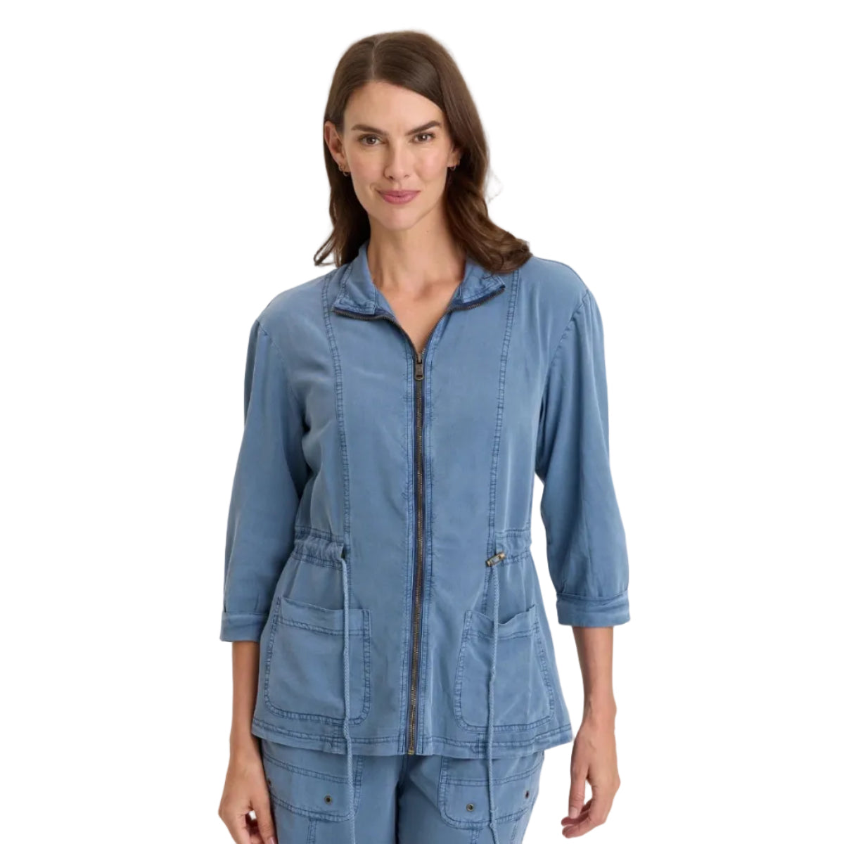 XCVI Women's Jameson Jacket in Pelagic Wash front view