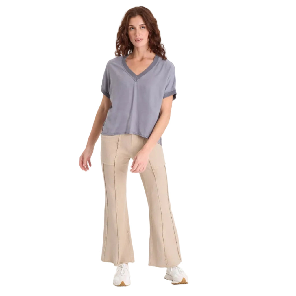 XCVI Women's Lucius Flare Pant in Merino Wool Pigment full front view